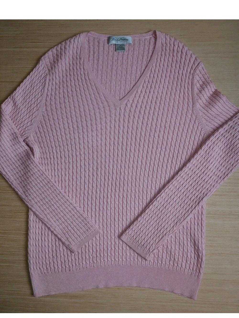 Brooks Brothers Silk Cashmere Pullover Sweater Cable Knit Pink Size XL Women's